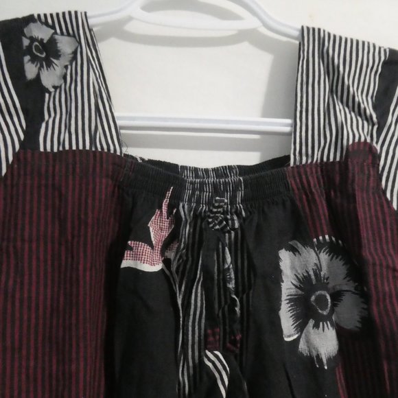 Handmade Patchwork Floral and Stripe Short Sleeve Square Neck Dress | BNWOT - Picture 4 of 14